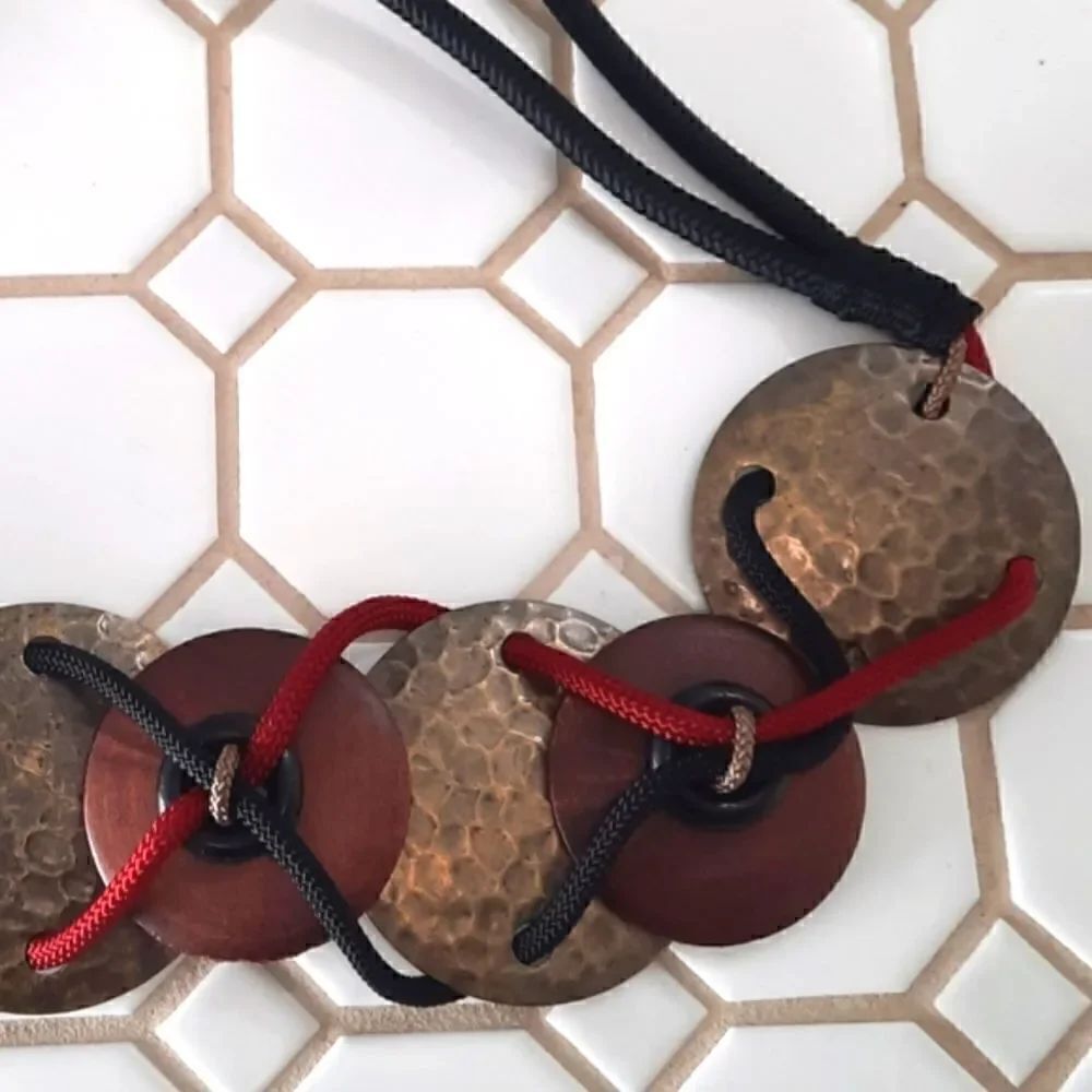 Hammered Brass and Wooden Belt